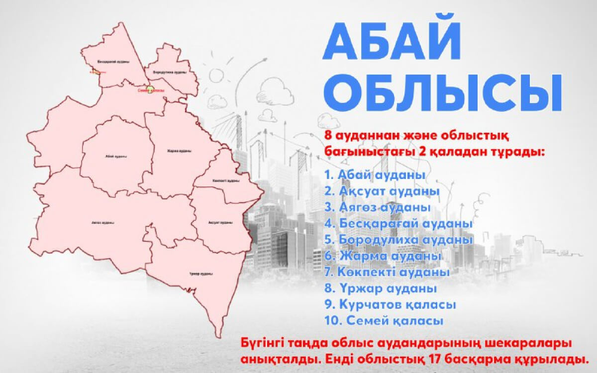 Абай облысында 17 басқарма құрылады